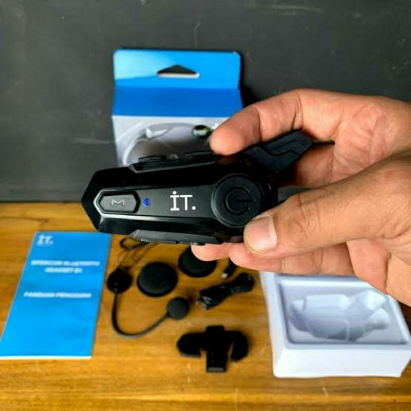 Intercom IT E1 Garansi Resmi TAM Bluetooth Riding Headset untuk Helm Half Face dan Helm Full Face