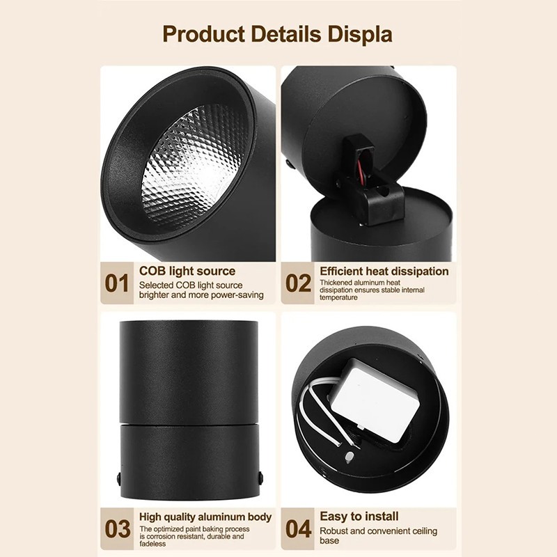 RB Lampu Downlight 3 Warna Lampu Sorot Led Dapat Dilipat Indoor Downlight Outbow 7w 10w 15w Lampu