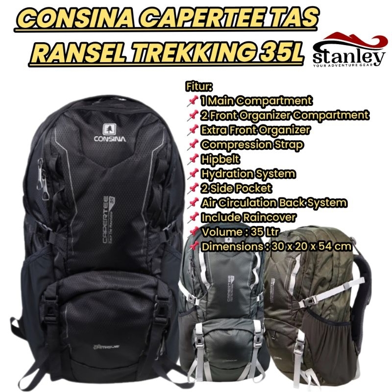 Consina Capertee Tas Ransel Trekking 35 Liter include raincover