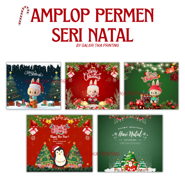 

(10 pak) AMPLOP NATAL MODEL PERMEN PARCEL SNACK MINI GIFT SOVENIR by Galeri Tika Printing