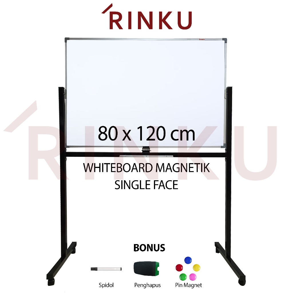 

Papan Tulis Whiteboard Standing Magnetik Single Face Rinku 80x120 cm