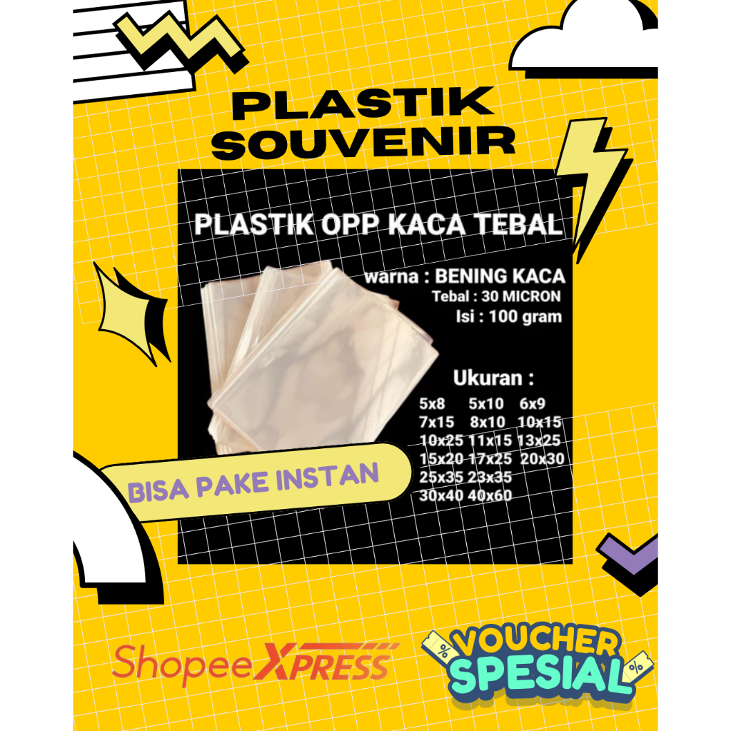 Plastik Opp/ Plastik Kaca/ Plastik aksesoris/ Plastik Souvenir/ Plastik Bening Tanpa Lem 100gram