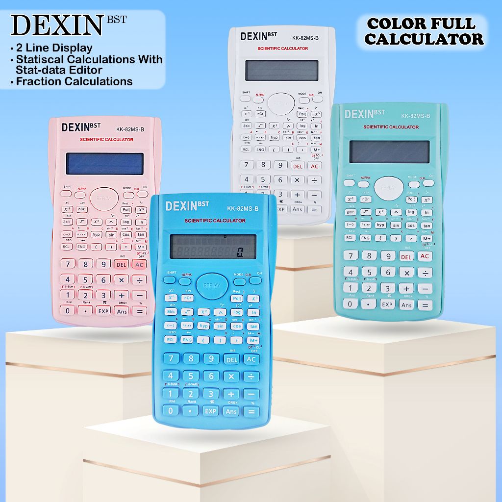 

Kalkulator DEXIN Color Function Scientific Kalkulator 24 Fungsi Kalkulasi 4 Warna 1700 scientific calculator KK-82MS-D