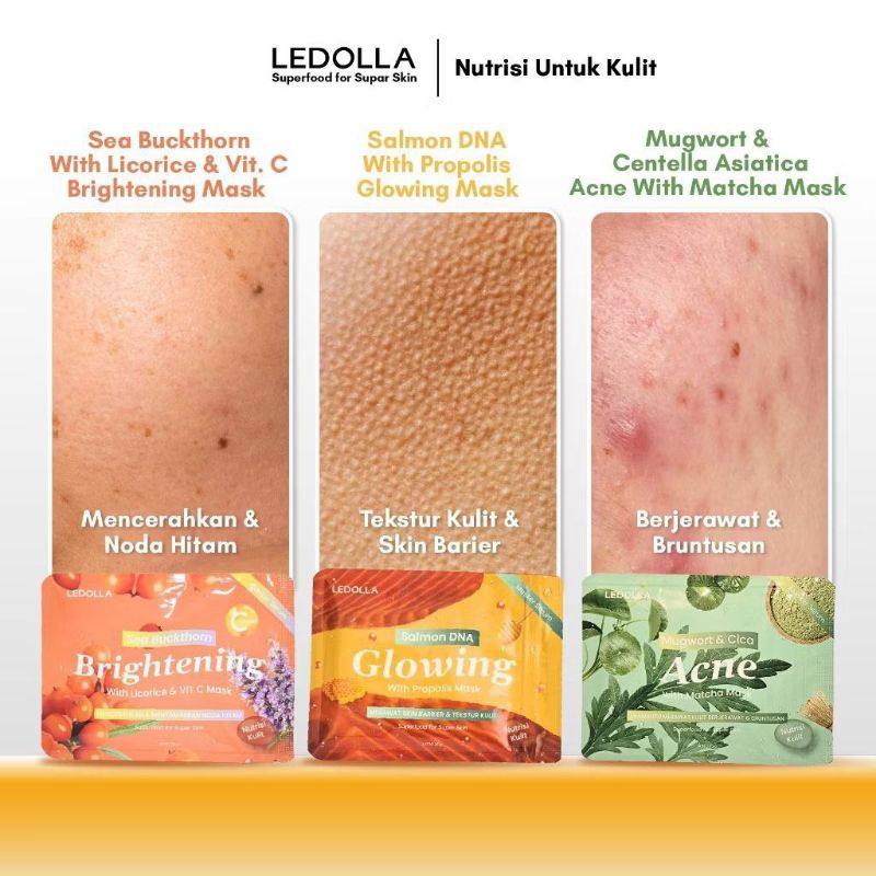 LEDOLLA SALMON DNA GLOWING SERUM MASK | masker wajah ledolla ( bundling 3 pc )