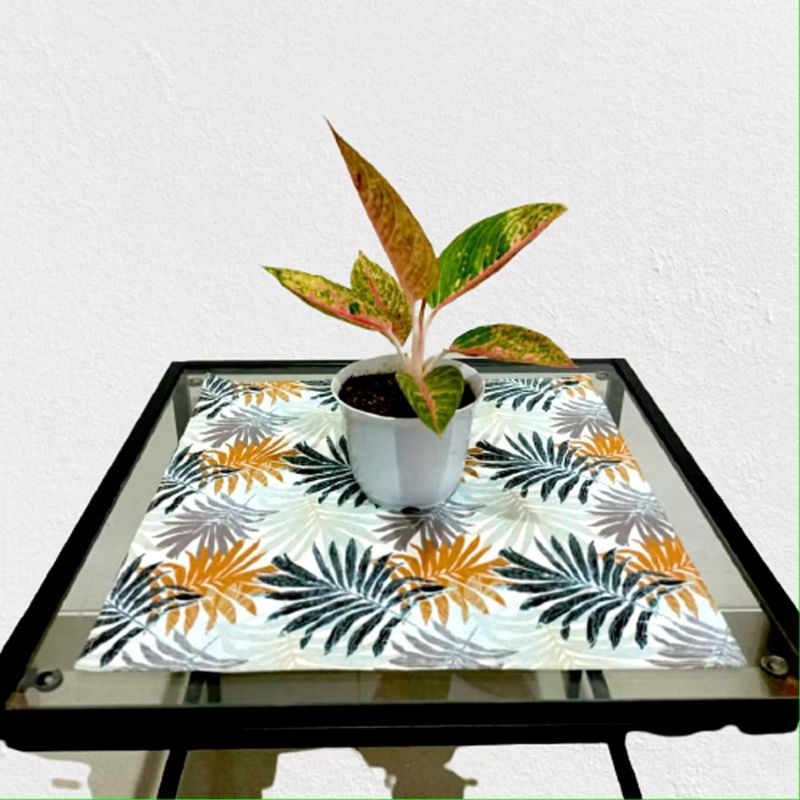 Taplak meja kotak uk.137x110cm bahan kain kanvas aneka motif bunga dan daun