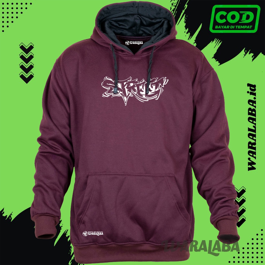 Sweter hoodie Pria Wanita Masa Kini Sweter Aesthetic Warna Burgundy Sablon List Street Unisex Bahan 