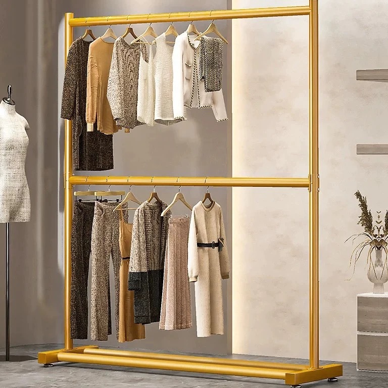 Terbaik Rak Baju Gantung Besi 2 Tingkat Gantungan Baju Berdiri Besi Kuat Gawangan Baju Besi 15x2CM