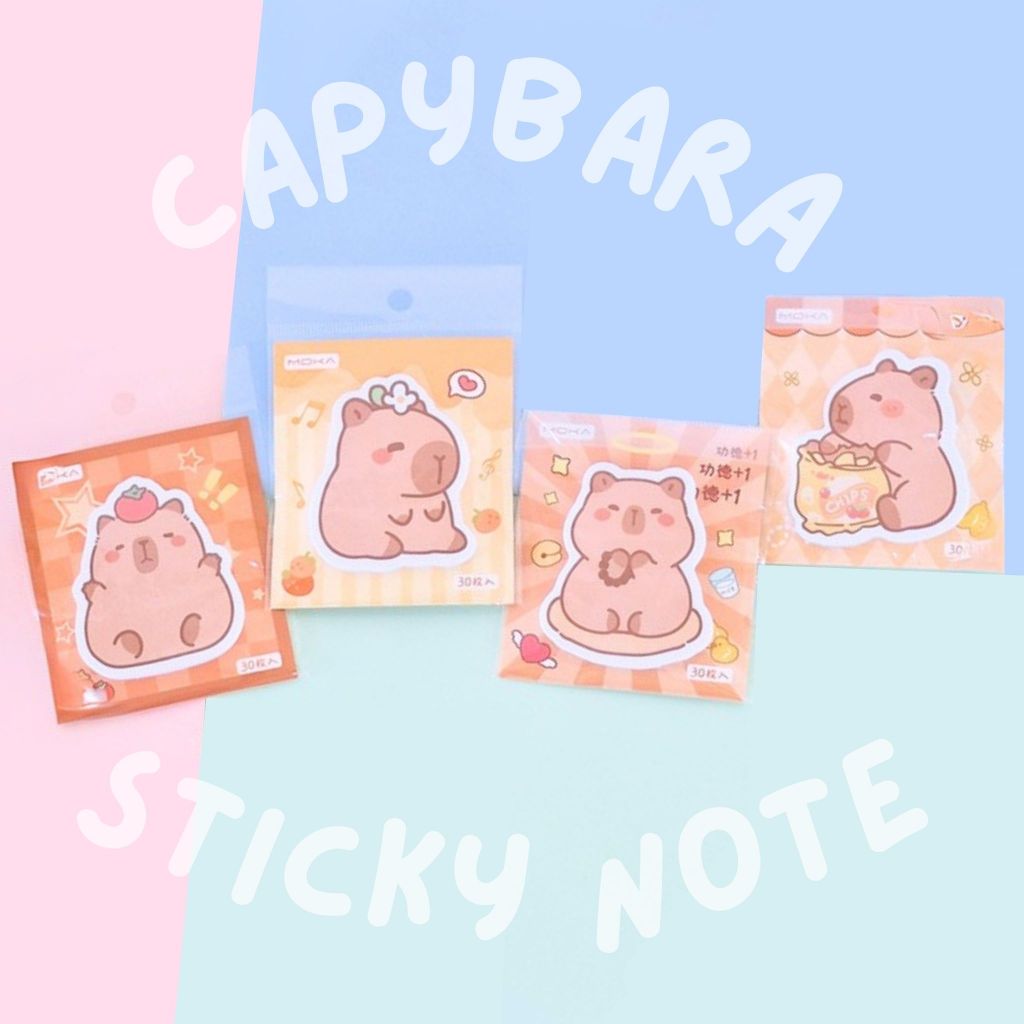

CAPYBARA STICKY NOTE Cute Memo pad Kertas Desain imut Mutlifungsi 30 lembar