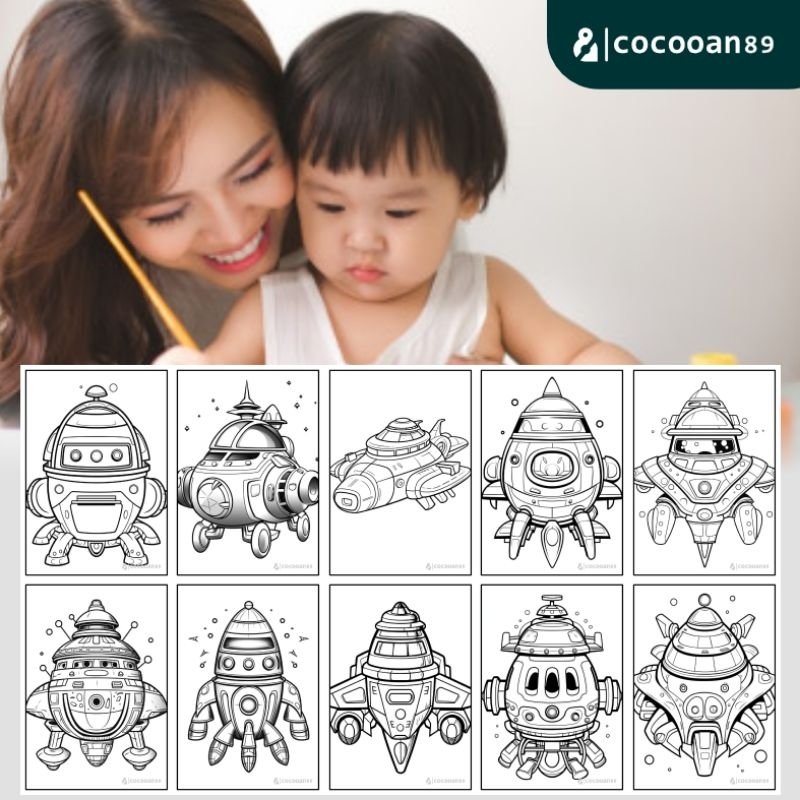 

kertas lembar mewarnai UFO keren