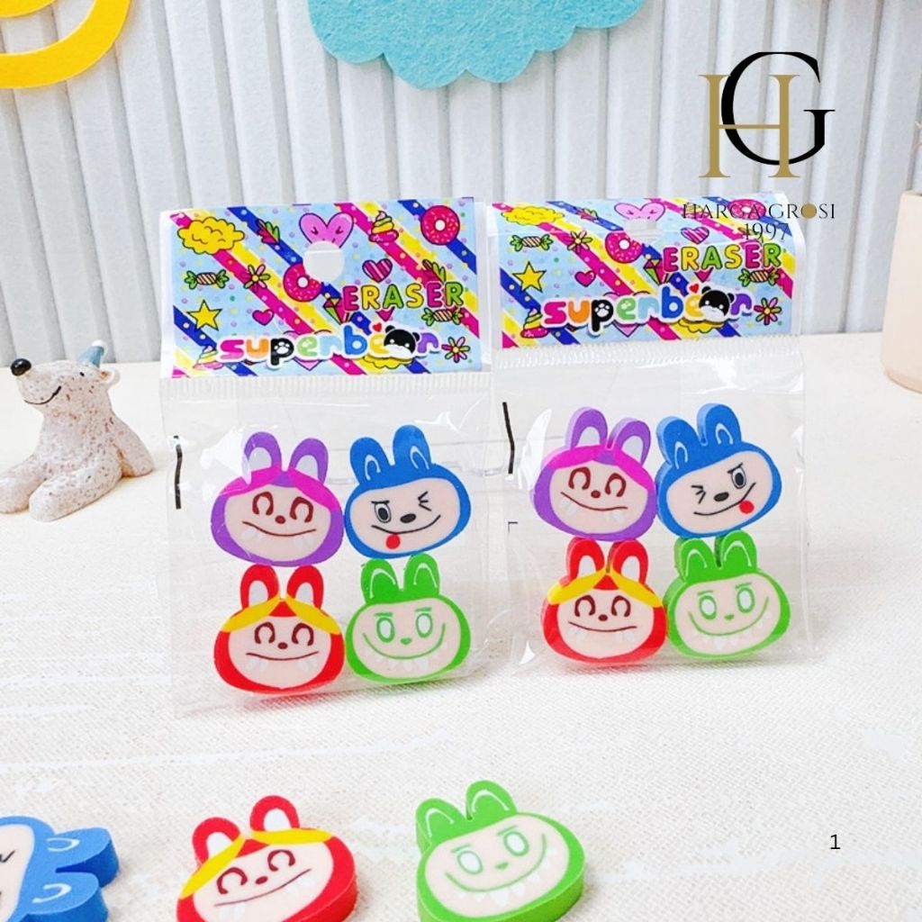 

PENGHAPUS GEPENG KEPALA LABUBU ISI 4 PCS ER-1715 ERASER HAPUSAN KARAKTER