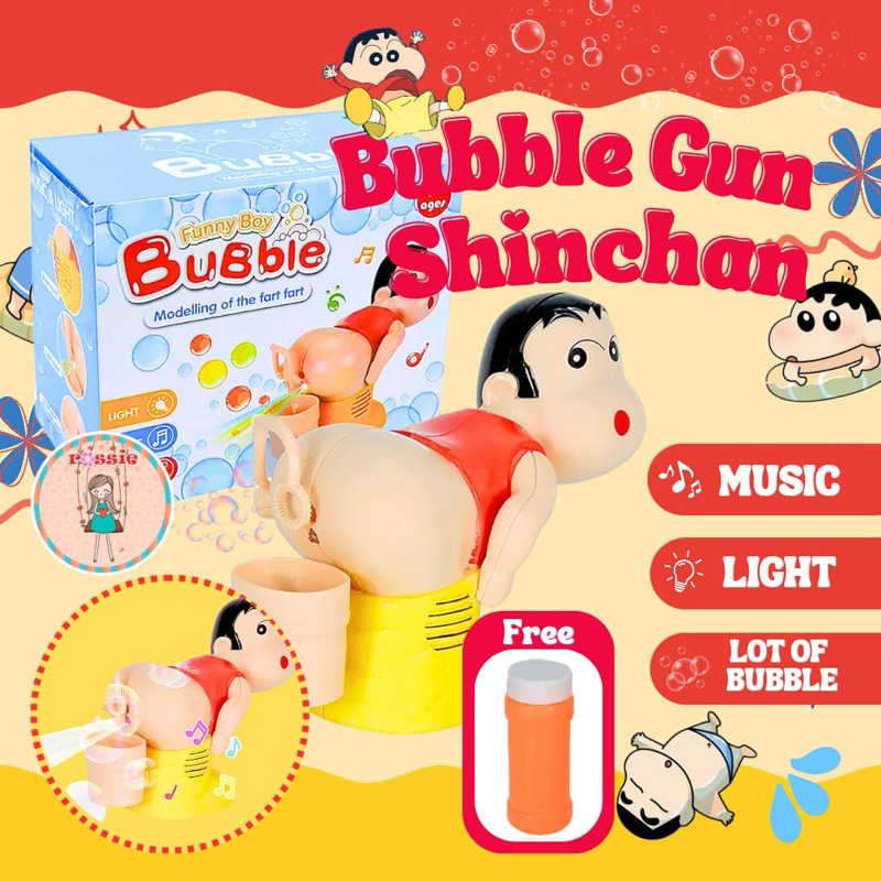 Mainan Balon Sabun Otomatis Bubble Gun Sinchan Funny Boy/Bubblegun Shinchan/Mainan Sincan/Mainan luc
