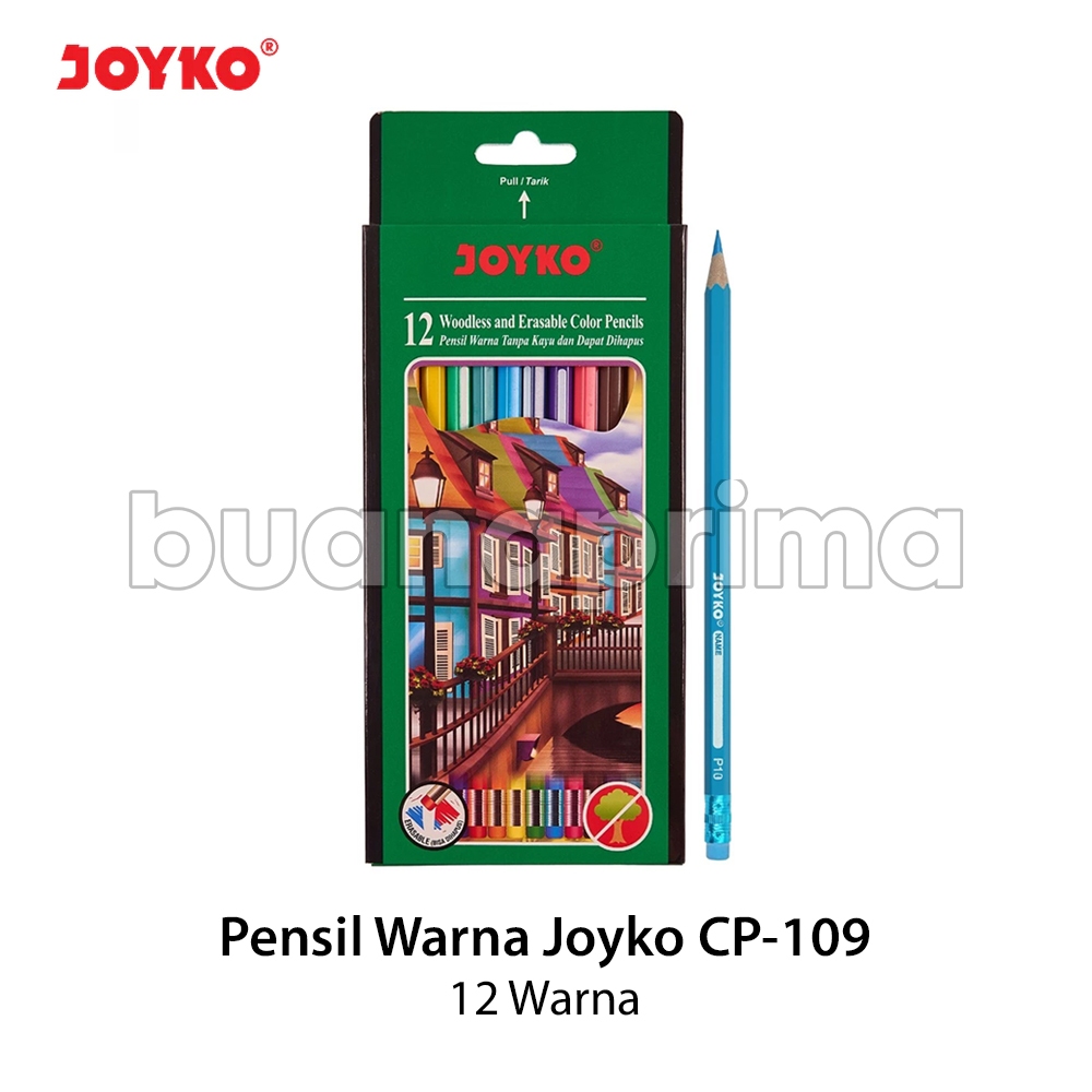 

Pensil Warna Joyko 12 Warna CP-109 Dapat Dihapus Erasable Color Pencils Hexagonal Grip Mewarnai