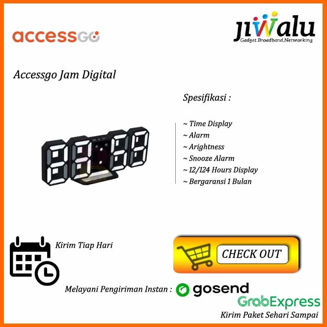 Accessgo Jam Alarm Dinding Digital 3D