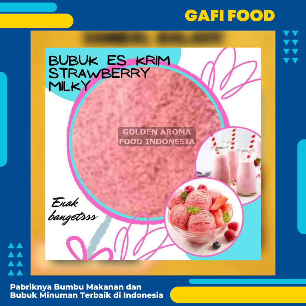 

Bubuk ES CREAM Aneka Rasa Strawberry Milky Premix 1KG Ice Cream KWALITAS PREMIUM / SERBUK ES KRIM