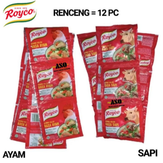 

Royco Penyedap Rasa Ayam Sapi Royko Kaldu ( 1 gantung isi 12 bungkus )