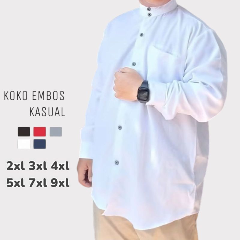 DISKON BIGMAN BAJU KOKO EMBOS KASUAL JUMBO PRIA DEWASA UKURAN XXL XXXL XXXXL XXXXXL 5XL KEMEJA KOKO