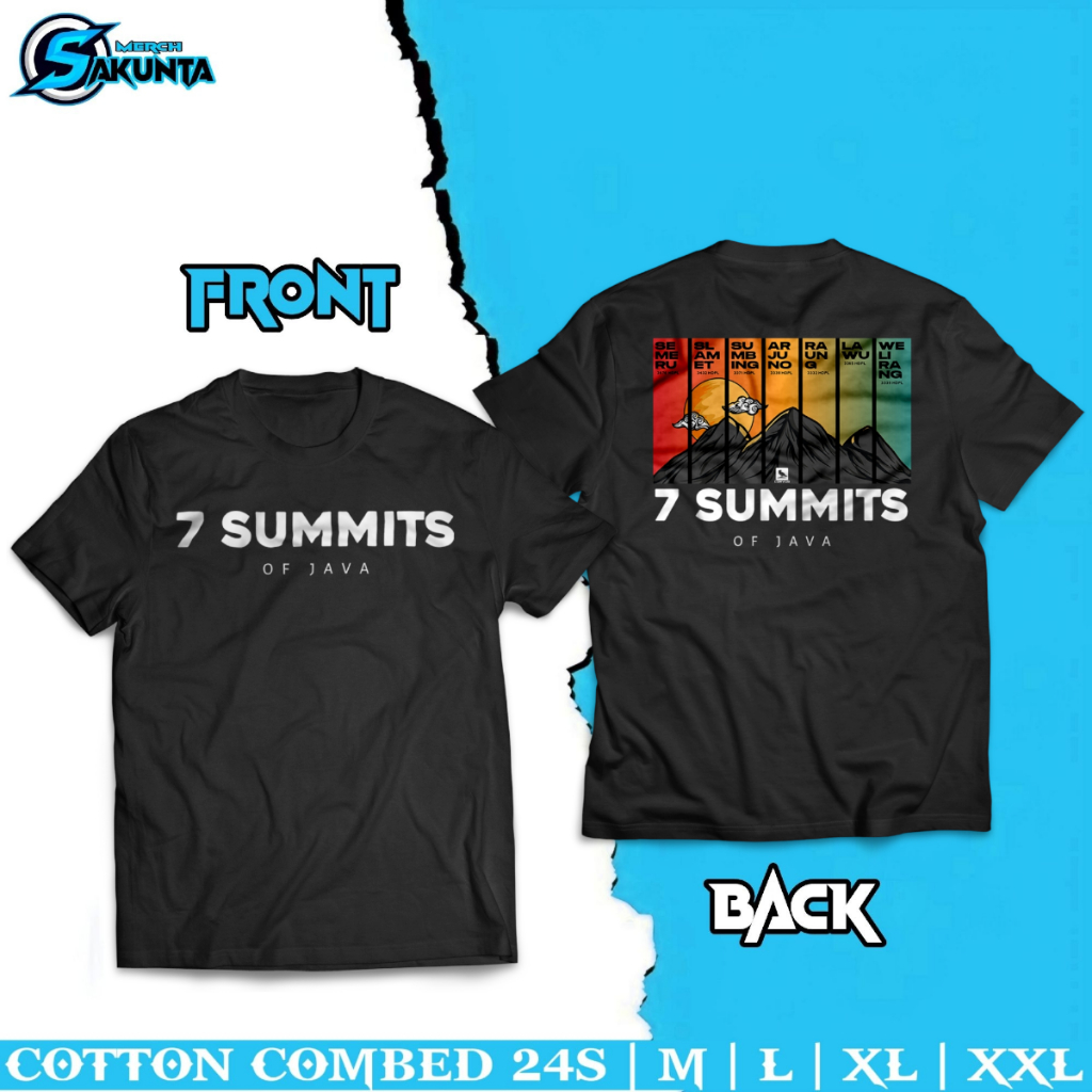 kaos baju seven summits of java unisex pria dan wanita pendaki gunung indonesia [ sakunta merch ] 3