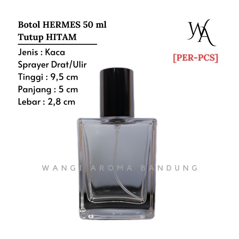 Botol Parfum kotak 50 ML Drat tutup hitam - botol parfum kotak 50 ml drat - botol parfum spray - bot