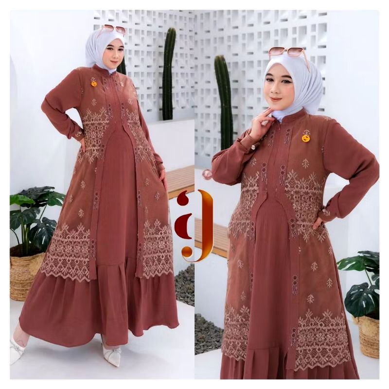 Azalea maxi gamis crincle mix  brokat busui Ld 110