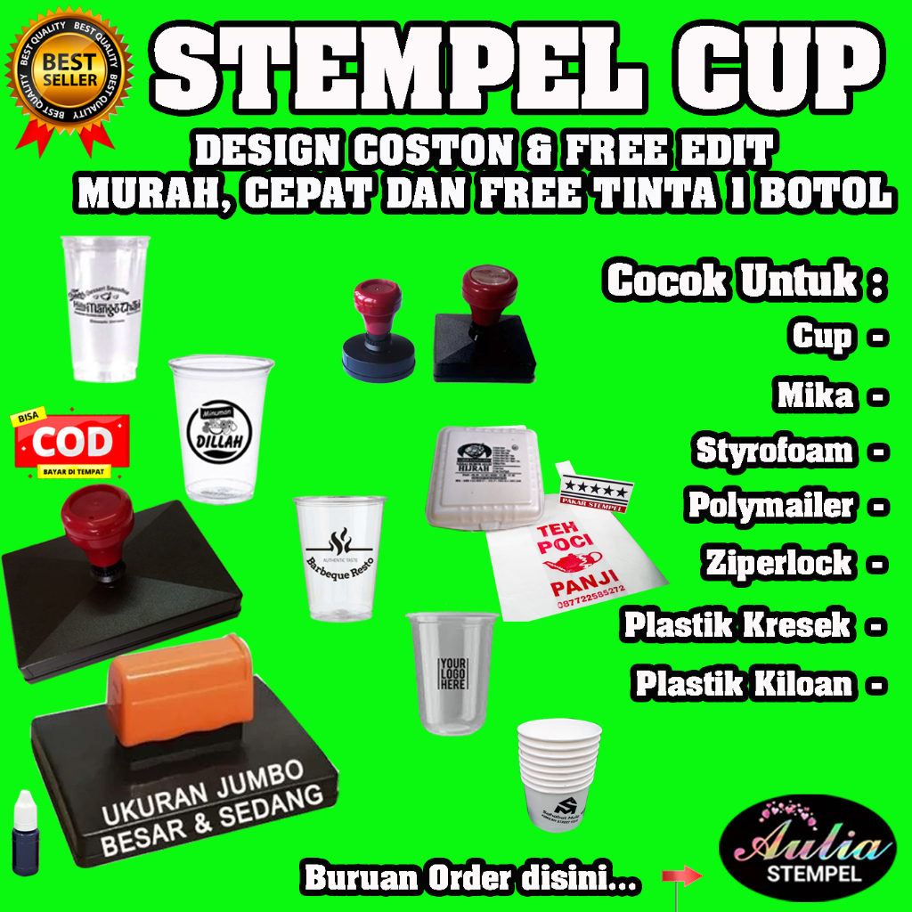 

Stempel Plastik / Stempel Sterofom / Stempel Cup Plastik Free Tinta Refil