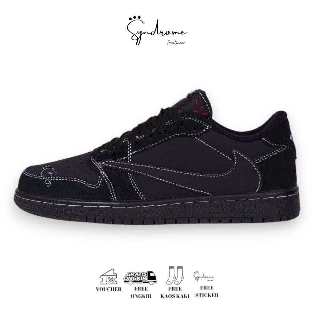 NIKE AIR JORDAN 1 LOW x TRAVIS SCOTT BLACK PHANTOM BNIB ORIGINAL FULL TAG SUEDE LEATHER SEPATU PRIA