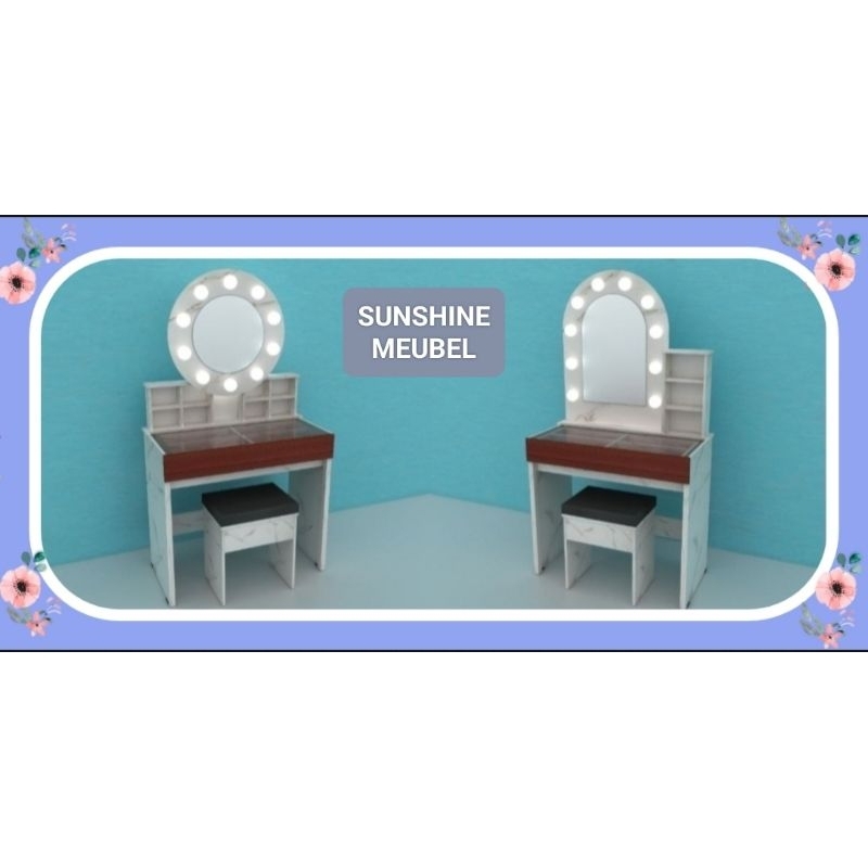 Meja rias minimalis LED/dressing table+kursi dengan lampu