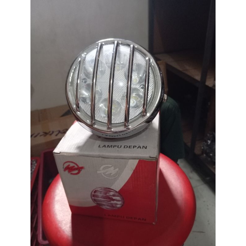 LAMPU HEADLAMP DEPAN PESEK MOTOR CLASIC CUSTOM CHROME REFLEKTOR TRALIS BULAT BESI STAINLESS 6,5inch 