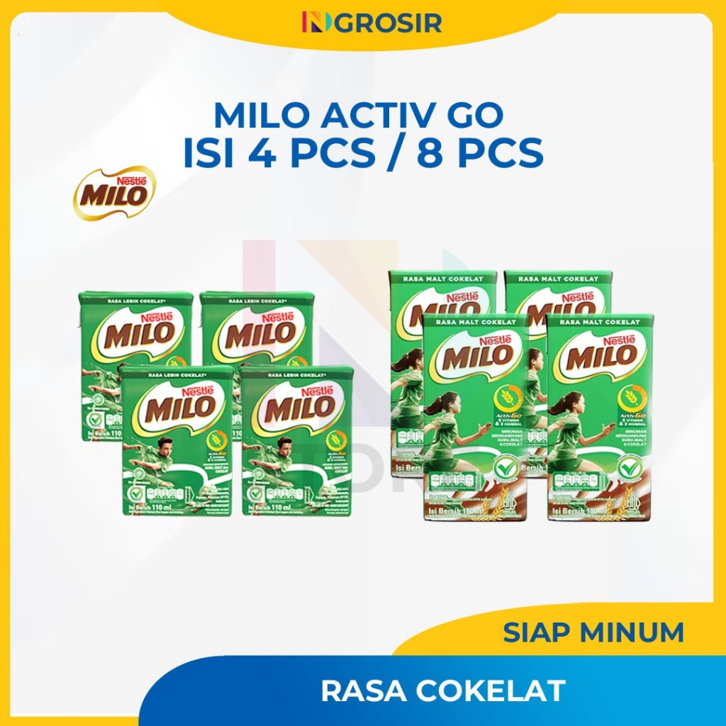 

Milo ACTIVE-GO Rasa Cokelat/ Nutriactive Rasa Choco Cereal/ Choco Banana Kemasan 110ml/180ml Paket 4Pcs Dan 8Pcs