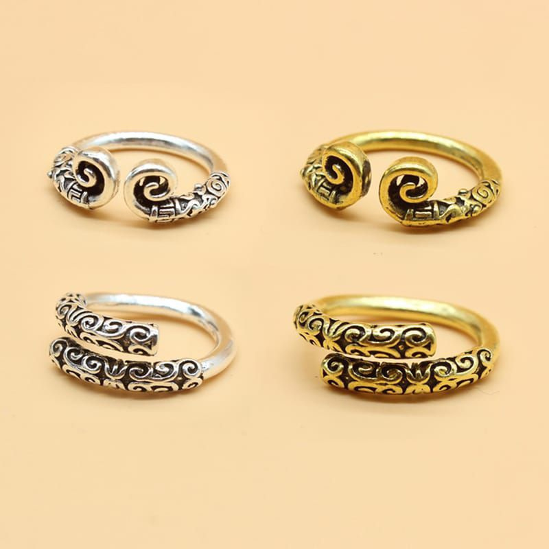 Cincin Retro Desain Mahkota dan Tongkat Sun Wu Kong / Crown and Scepter Sun Wu Kong (Adjustable)