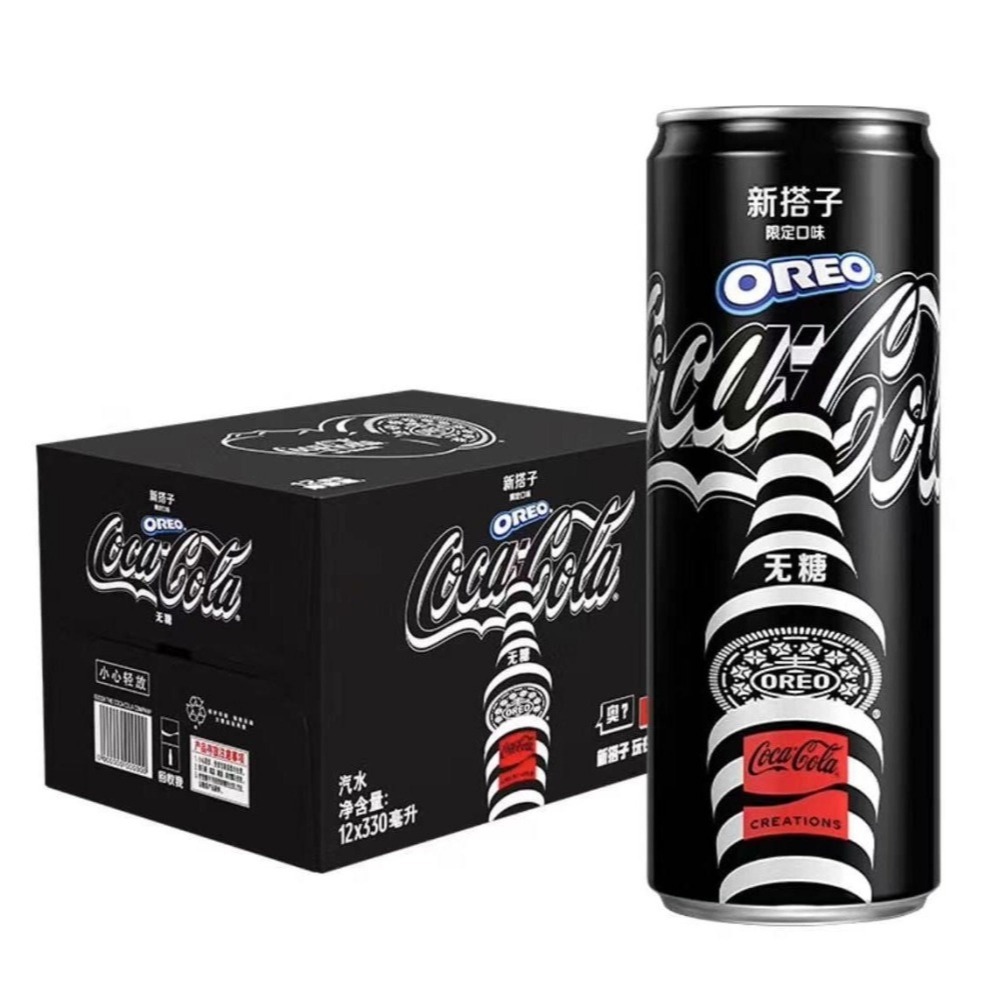 

coca cola X oreo black no sugar 330ml soft drink minuman bersoda