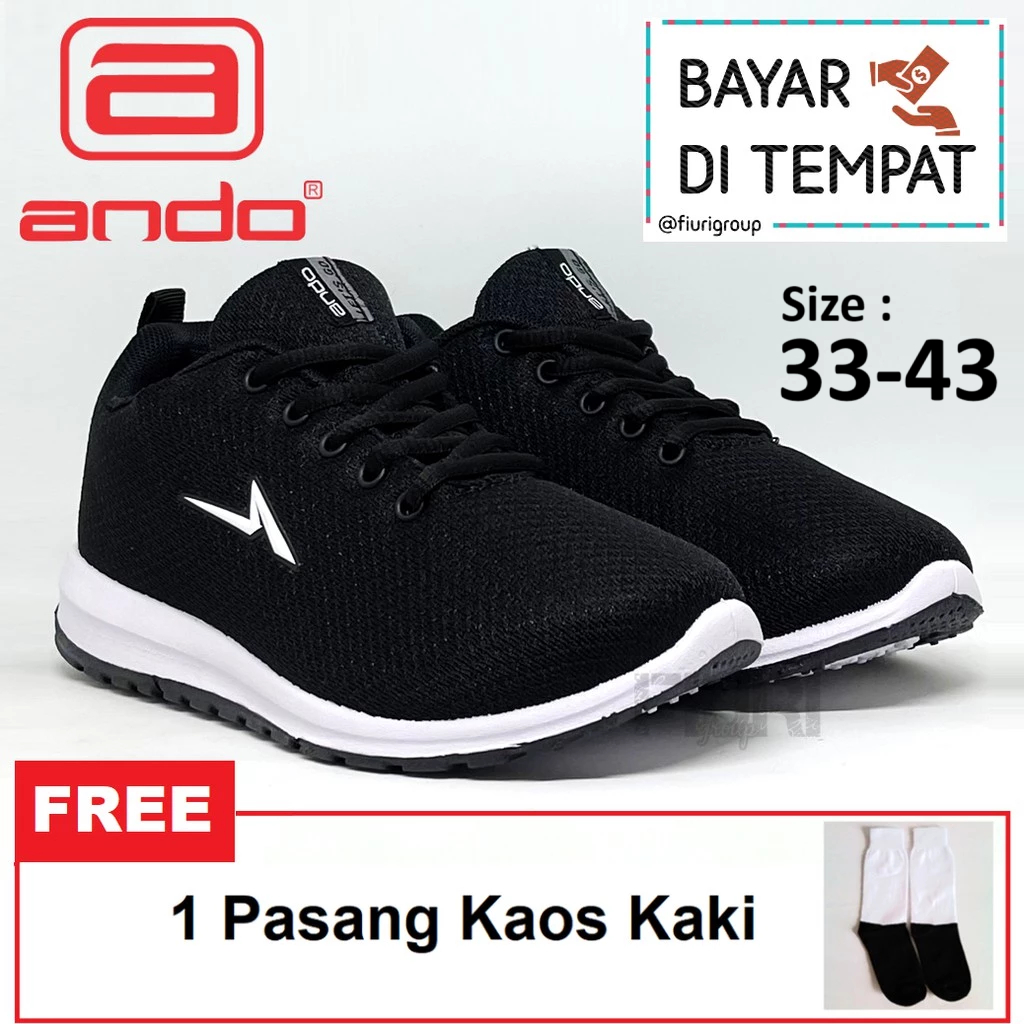 FIURI - ANDO ORIGINAL - NOELLE PINO 33-43 HITAM PUTIH - SNEAKERS SPORT KANVAS SOL KARET WANITA PRIA 