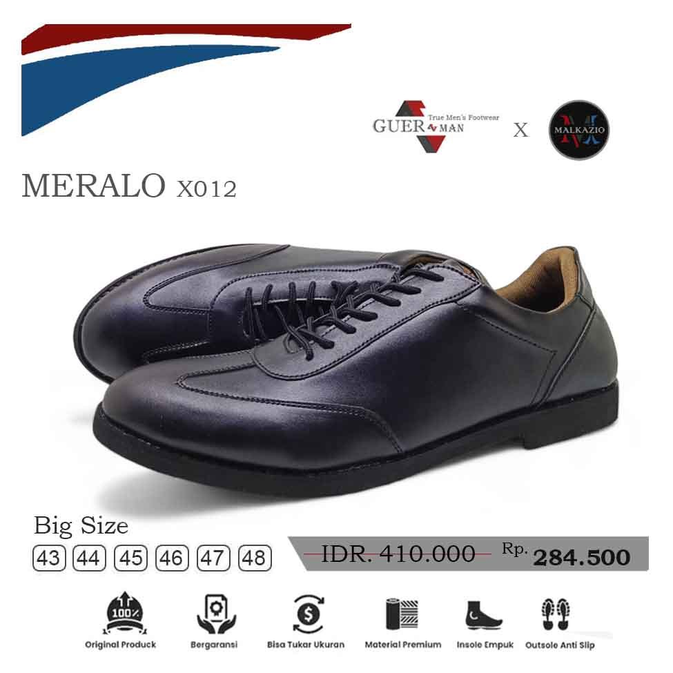 Sepatu Pantofel Pria Oxford Meralo X012 Black - Big Size 44 45 46 47 48
