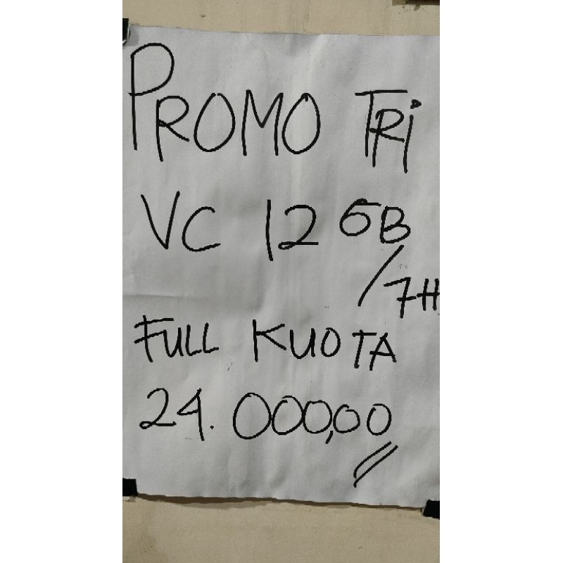 VOUCHER TRI PROMO 12 GB/7 HARI FULL KUOTA