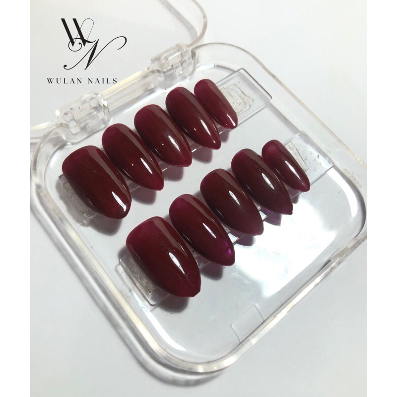 Kuku Palsu | Press on Nails | Fake Nails | Kuku Palsu Handmade | Maroon | Kuku Palsu Polos