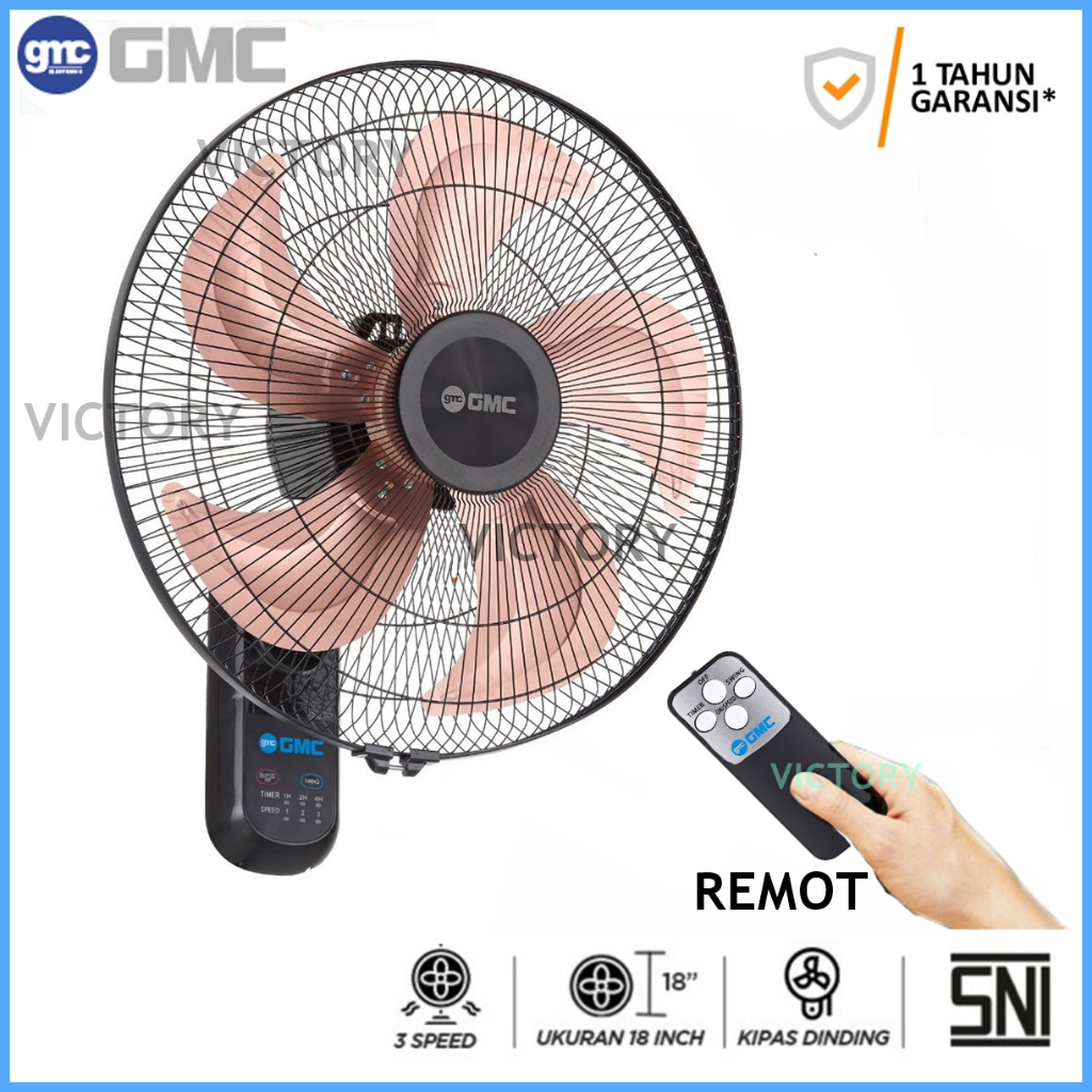 GMC 521 Kipas Angin Tornado Dinding Remote 18 inch Baling Besi