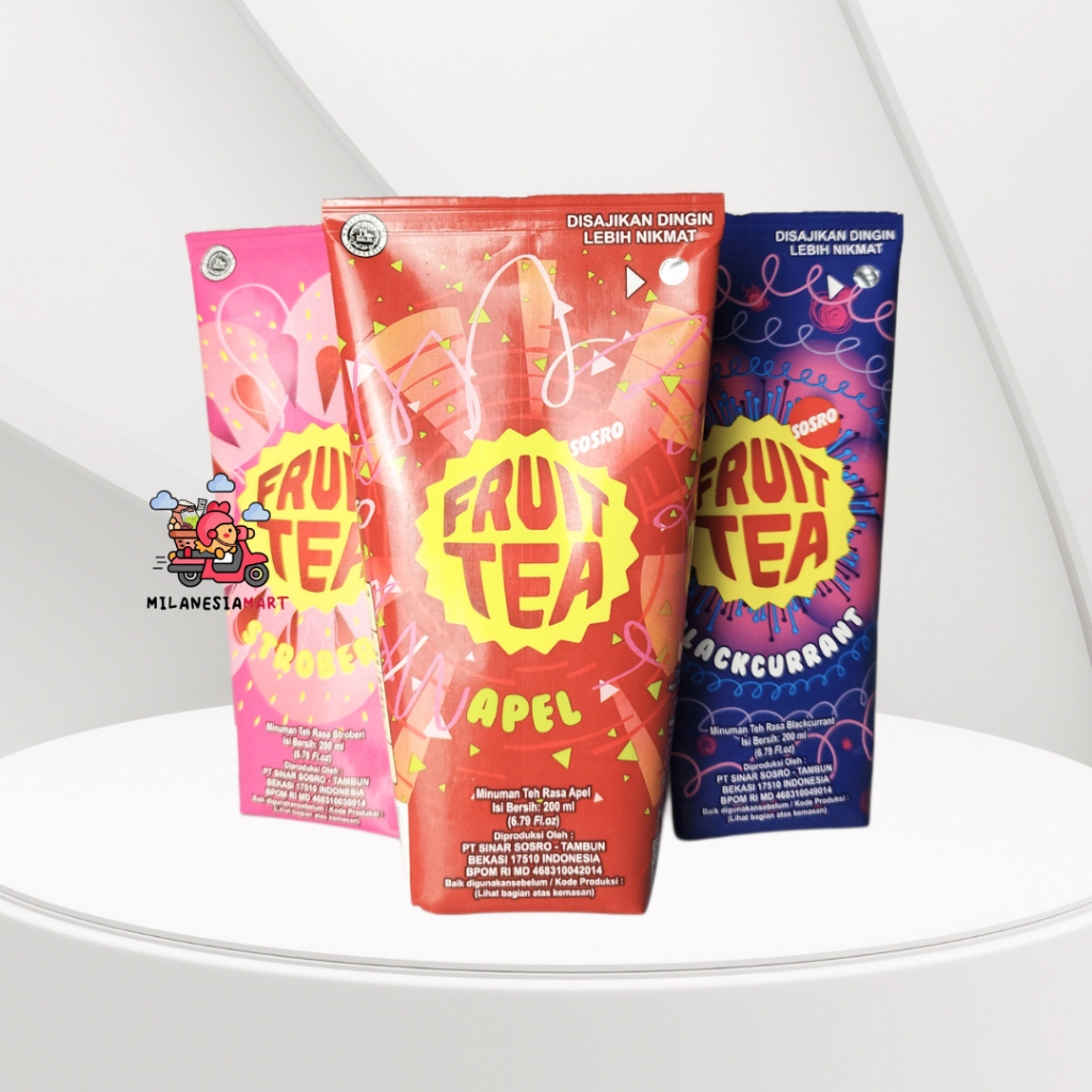 

Fruit tea 200ml Apel, Strawberry & Blackcurrant 1 pcs dan 1 dus