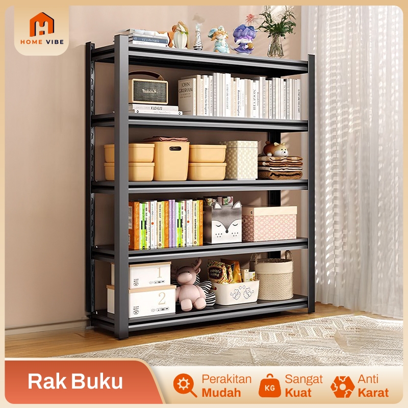 100% BESI Rak Buku Susun Besi Rak Buku Perpustakaan Rak Buku Ruang Belajar Besi Lemari Buku Anak