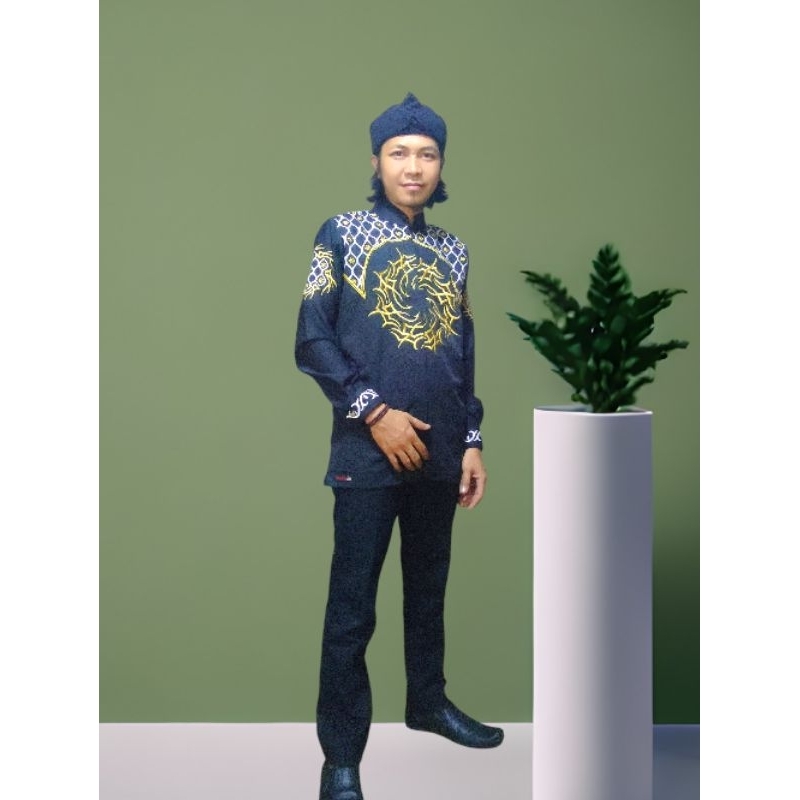 Koko ELBANI Bordir Flower Koko muslim dewasa tangan panjang full bordir depan belakang baju Koko bor