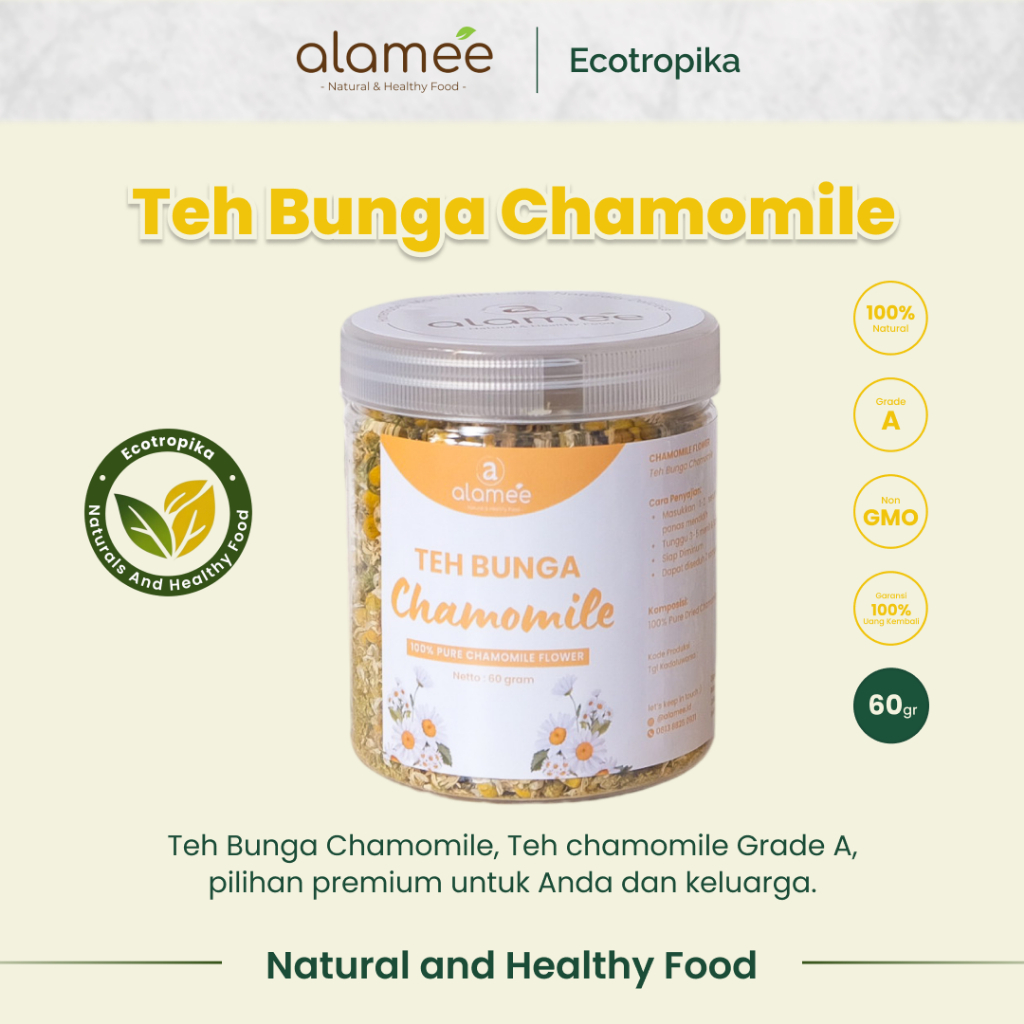 

Teh Chamomile Camomile Tea Flower Relaksasi Kamomile Anxiety Sleep Susah Tidur Alami Insomnia 60 gr