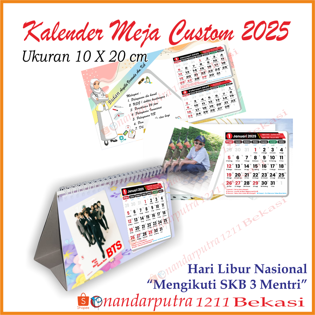

Kalender Meja 2025 Custom Foto (isi 6 & 12 Lembar)/Kalender Duduk