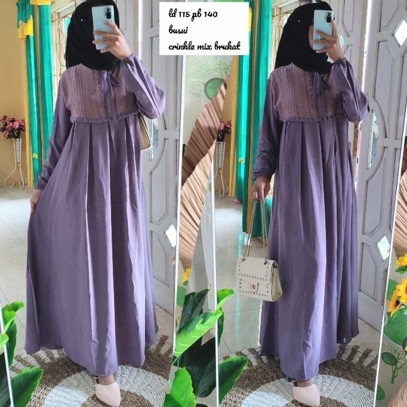 GAMIS GERALDINE SOIRA BROKAT BUNGA TIMBUL SUPER KLOK MEWAH LEBARAN /DRESS RAYA / IED SERIES