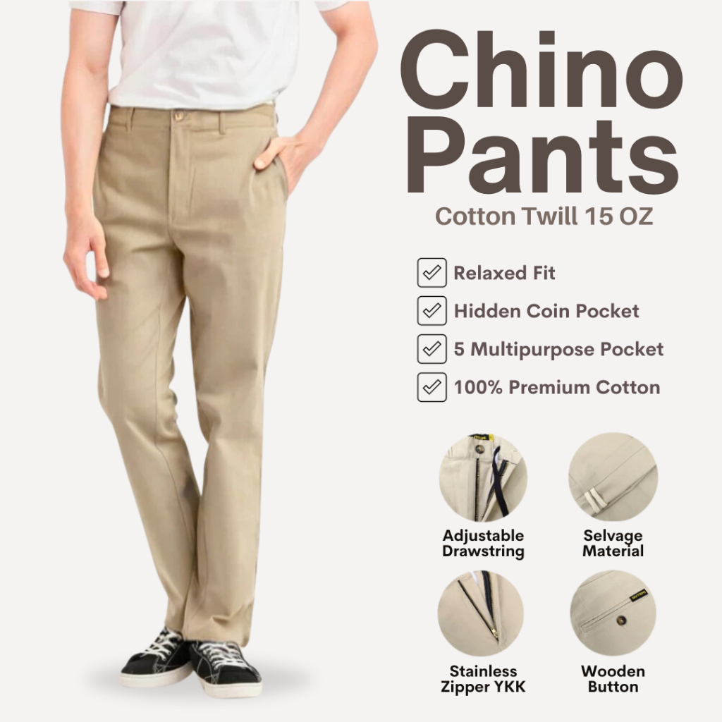 Guten Inc Fabio Khaki Celana Chino Pants Panjang Regular Fit