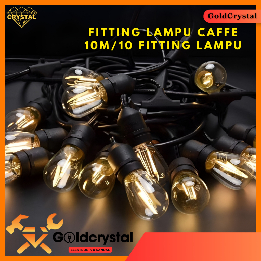 RB Kabel Fitting Lampu Cafe 10M/10L Fitting Lampu Dekorasi Outdoor/Lampu Hias Cafe/Lampu Gantung