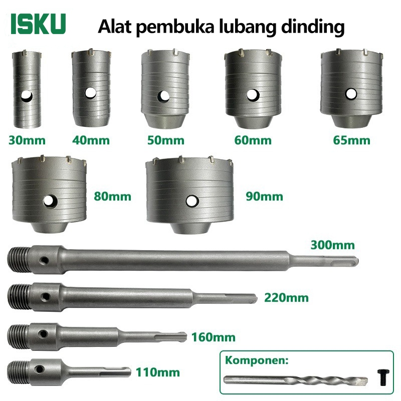 ISKU Mata Bor Hole Saw Lubang Tembok Beton Hole Saw Hollow Core Hole Saw Pelubang Beton Tembok Pipa 