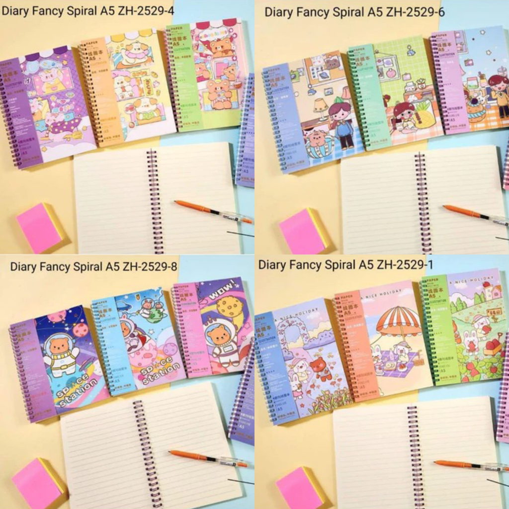 

Buku Tulis Notes Diary Spiral A5 Fancy Gold 32K ZH-2529 80 Lembar (20,5 x 14,5 cm)