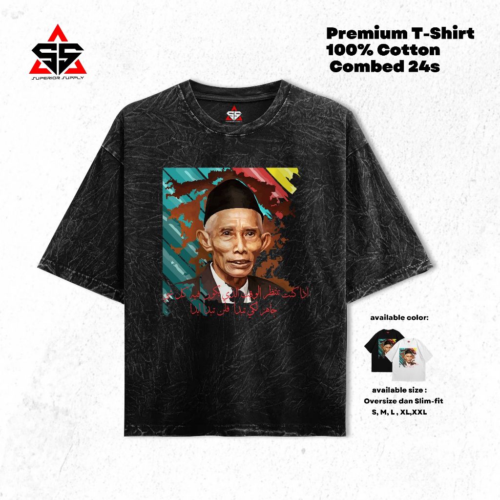 SUPERIOR Kaos Dawuh Kyai Mbah Sahal Oversized washed tshirt Oversize slimfit sandwash kaos SAHAL-1