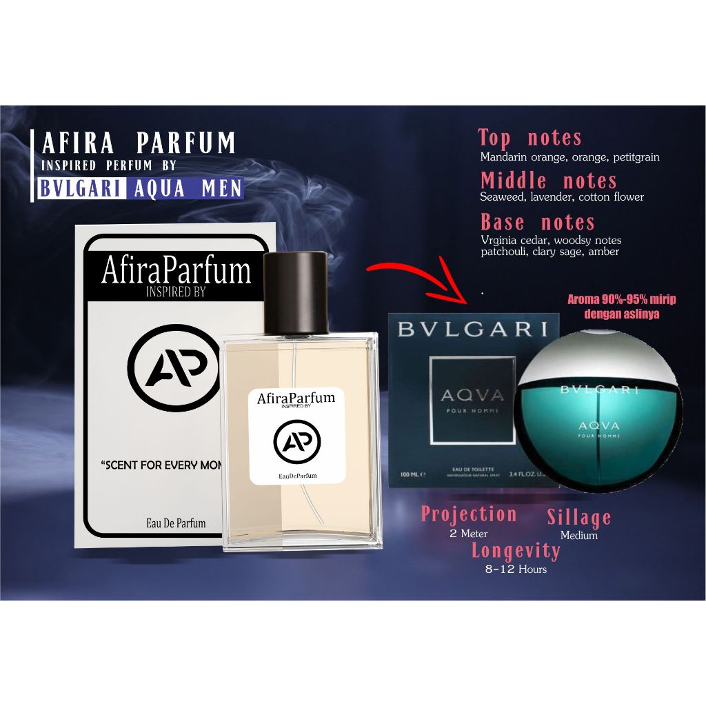 Afira parfum inspired by Bvlgari aqua men, Bulgari aqua men, parfum pria , Parfum tahan lama seharia