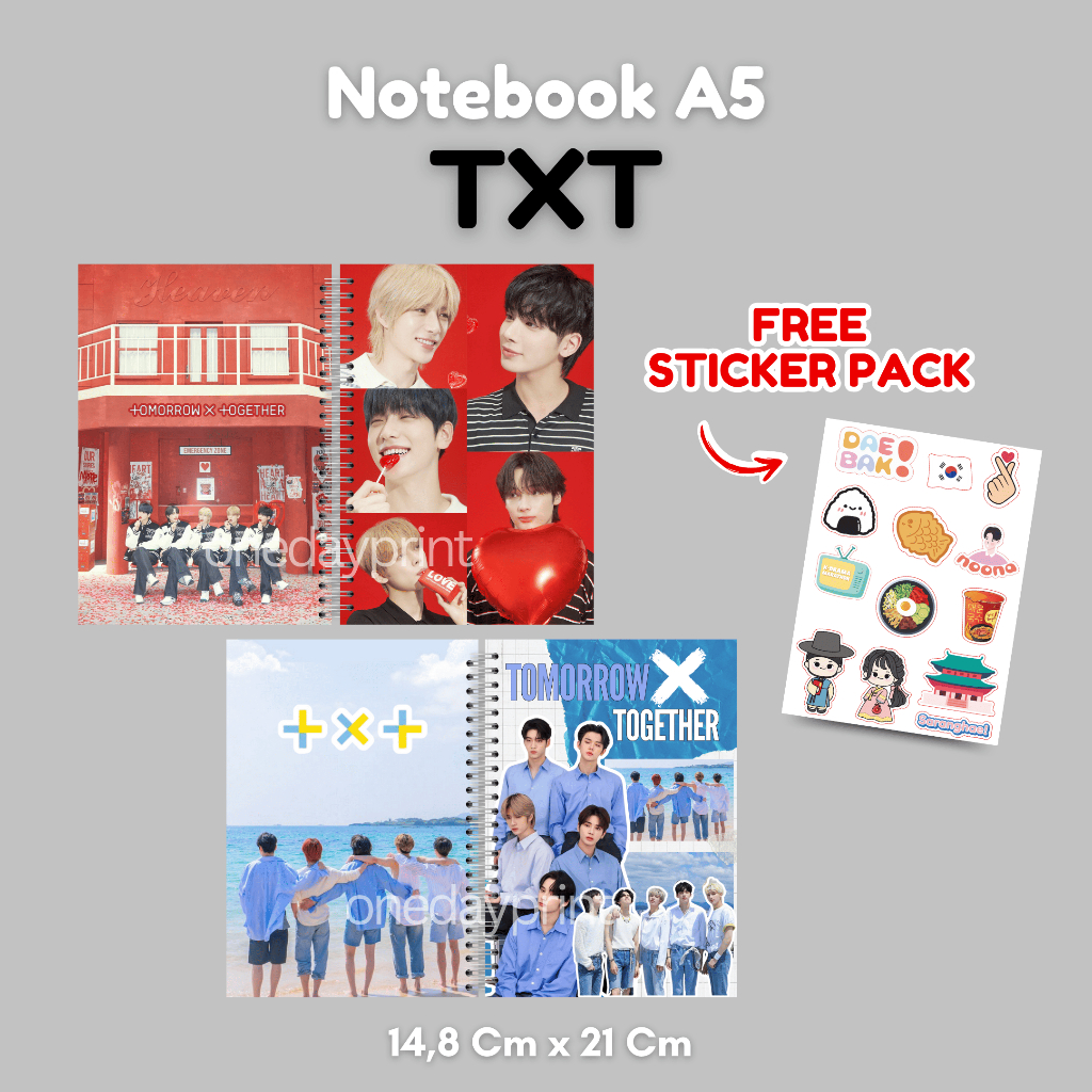 

A5 Notebook TXT Free Sticker Pack KPOP - Journal, Memo Tomorrow X Together KPOP Hemat Murah