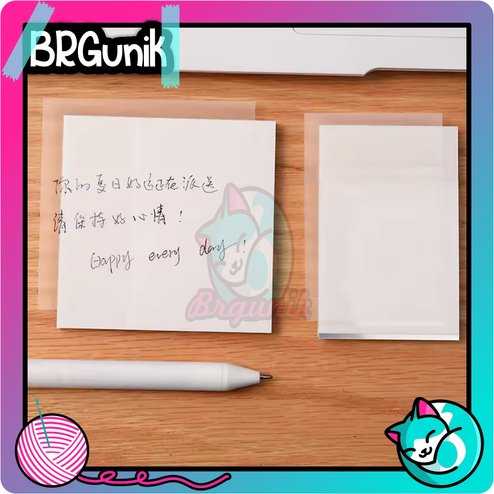 

BRGUNIK 50 Lembar/Set Catatan Tempel Transparan Tahan Air Catatan Tempel Bening Kertas Tulis Catatan Pesan S145