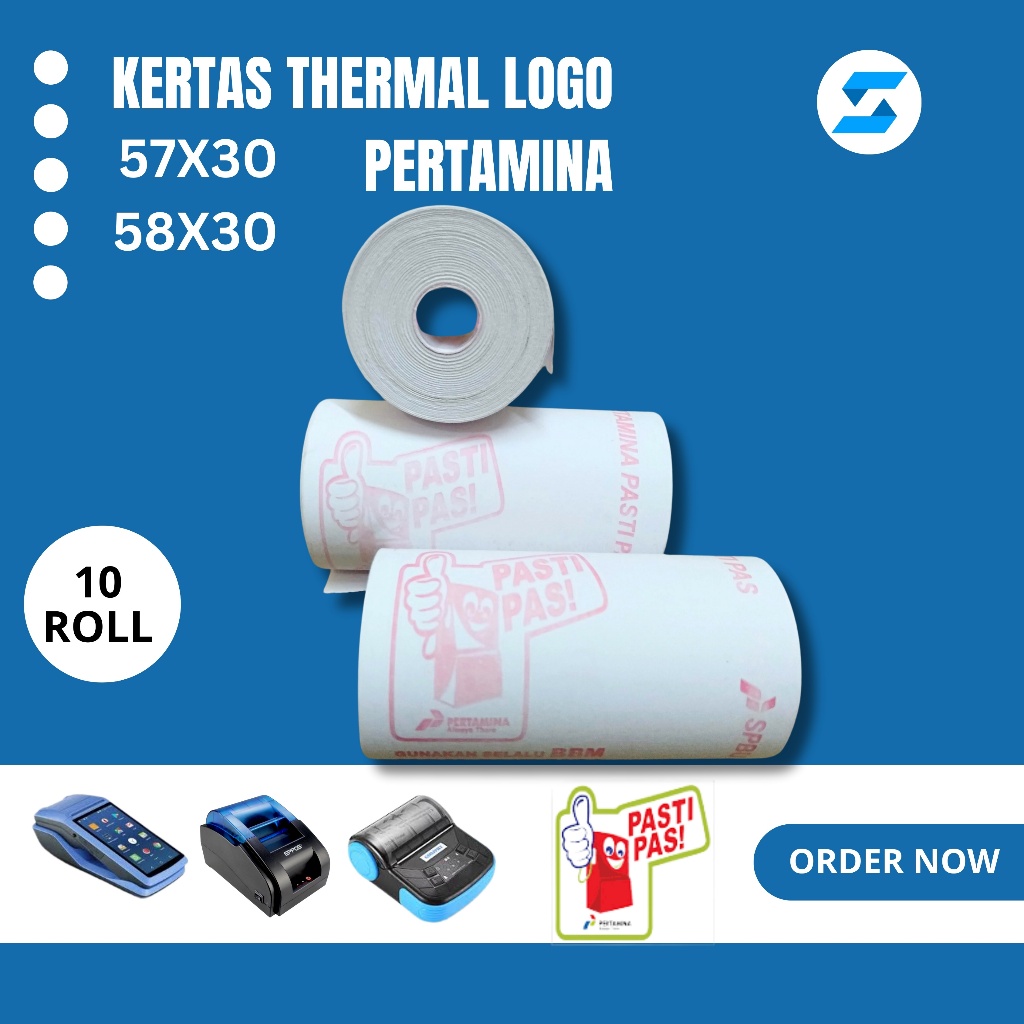 

KERTAS THERMAL LOGO PERTAMINA 57X30 ISI 10 ROLL